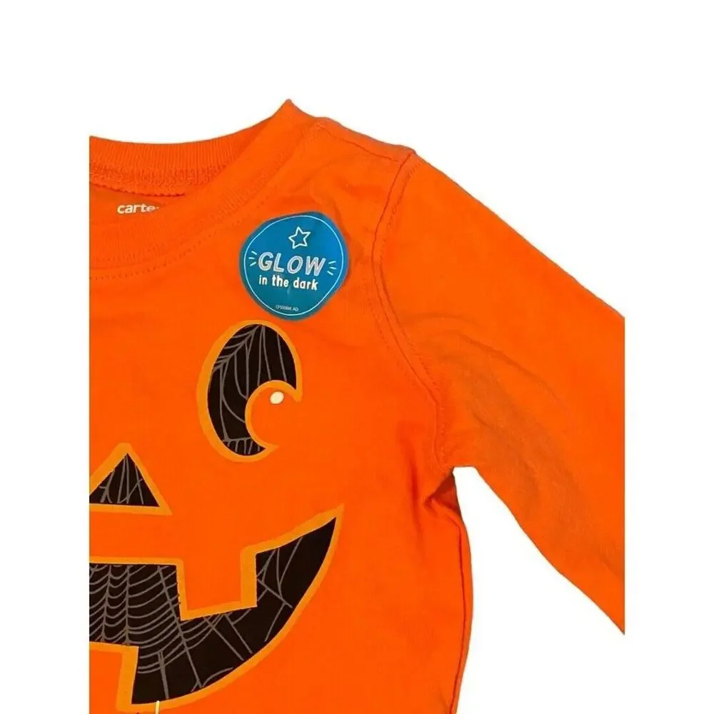 3M Carter's Glow in the Dark Halloween Shirt Jack-o-lantern NWT